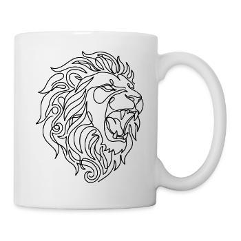 Löwenkopf Wild & Stark Lineart - Tasse - Weiß - Rechts