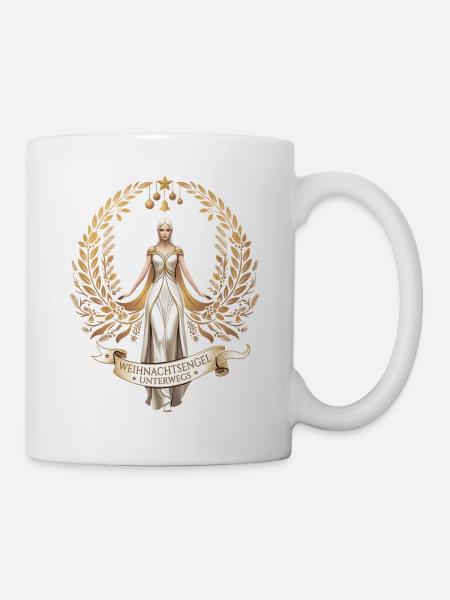 Weihnachts Engel unterwegs, Engel, Weihnachten  - Tasse - Weiß