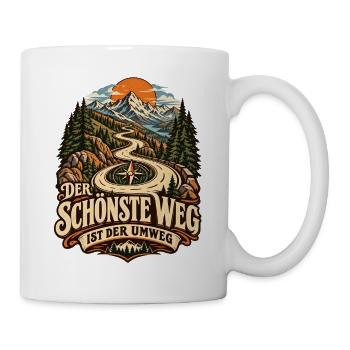 Der schönste Weg ist der Umweg - Tasse - Weiß - Rechts