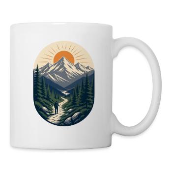 Morgendämmerung in den Bergen: Alleinwanderer - Tasse - Weiß - Rechts