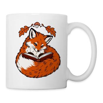 Lesender Fuchs im Herbst - Tasse - Weiß - Rechts