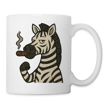 Zebra mit Zigarre – Frecher Tierhumor - Tasse - Weiß - Rechts