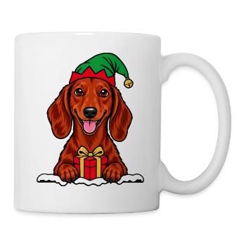 Weihnachten Dachshund Dackel - Tasse - Weiß - Rechts