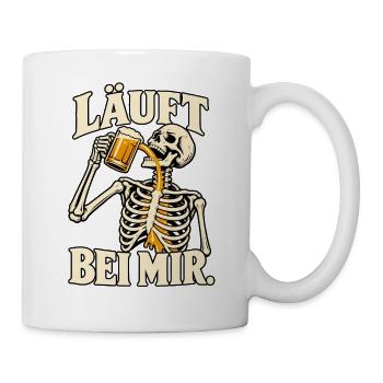 Läuft bei mir Skelett Bier lustig Biertrinker - Tasse - Weiß - Rechts