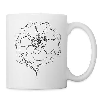 Pfingstrosenzeichnungsskizze - Tasse - Weiß - Rechts