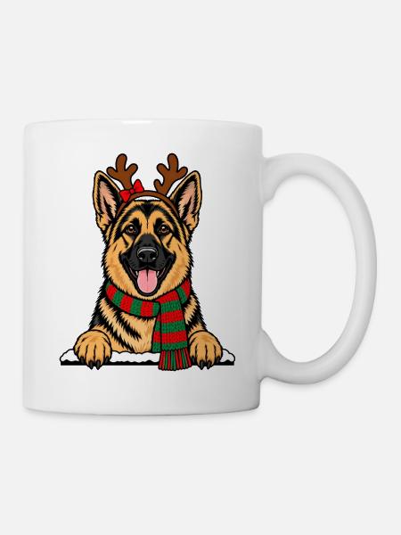Weihnachten Deutscher Schäferhund - Tasse - Weiß