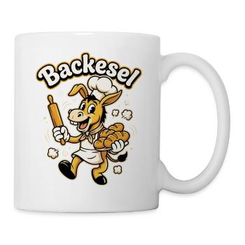 Backesel Lustiger Bäcker Esel Brot Backen Motiv - Tasse - Weiß - Rechts