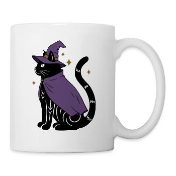 Magische Halloween Katze als Hexe - Bunt - Tasse - Weiß - Rechts