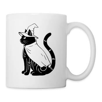 Magische Halloween Katze als Hexe - Ohne Sterne - Tasse - Weiß - Rechts