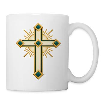 Goldkreuz mit Saphirakzenten - Tasse - Weiß - Rechts