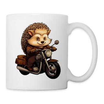 Igel Motorradfahrer - Tasse - Weiß - Rechts