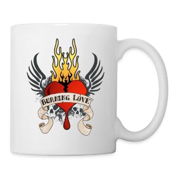 Burning Love (Heart & Banner) 04 - Tasse - Weiß - Rechts