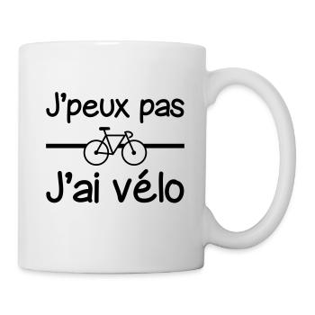 J'peux pas j'ai vélo , cyclisme - Mug blanc - blanc - Droite