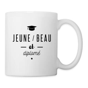 jeune beau et diplome - Mug blanc - blanc - Droite