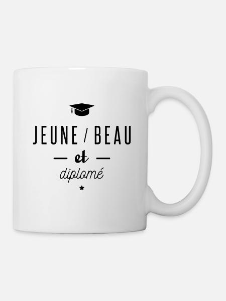 jeune beau et diplome - Mug blanc - blanc