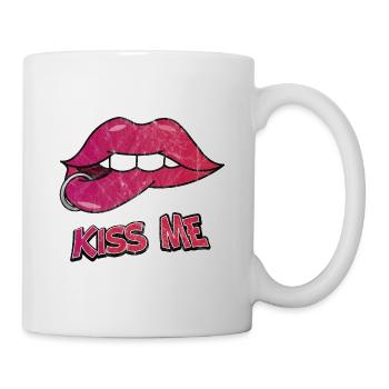 Lèvres Baiser Bouche Cadeau Piercing Amour Valentine - Mug blanc - blanc - Droite