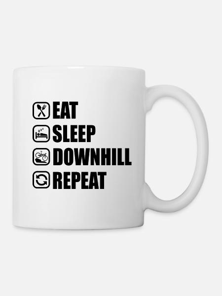 Essen schlafen Downhill wiederholen T-Shirt Sport - Tasse - Weiß