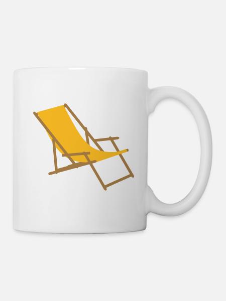 Sonnenliege Sonnenstuhl Strand Sommerurlaub - Tasse - Weiß