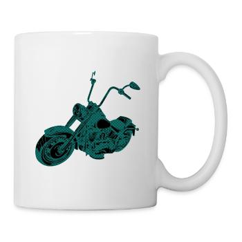 Motorrad Chopper Cruiser Biker Mechaniker Geschenk - Tasse - Weiß - Rechts