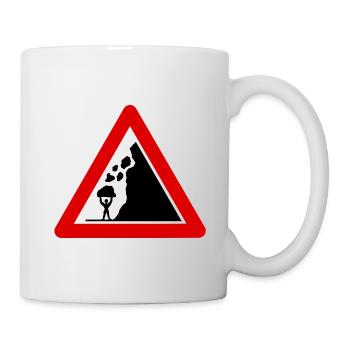 steinschlag, lustiges Verkehrszeichen Bodybuilding - Tasse - Weiß - Rechts