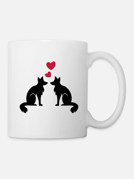 Fox wolf dog - fox wolf dog - in love - love - Mug - white