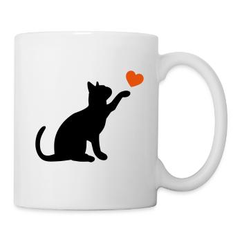 Cat Heart Kitten Silhouette Cat Lady Cats - Mug - white - Right