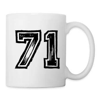 71 Nombre de maillot - Mug blanc - blanc - Droite