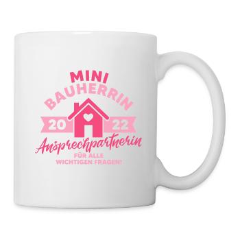 Kleine Bauherrin 2022 Hausbau Kind Mädchen Baby - Tasse - Weiß - Rechts