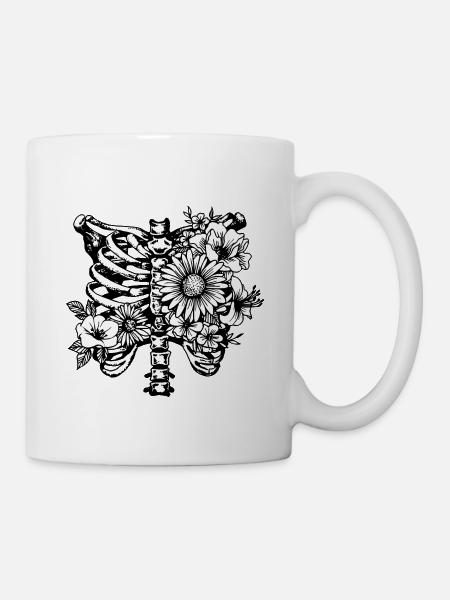 Rippenkäfig Blumen - Tasse - Weiß