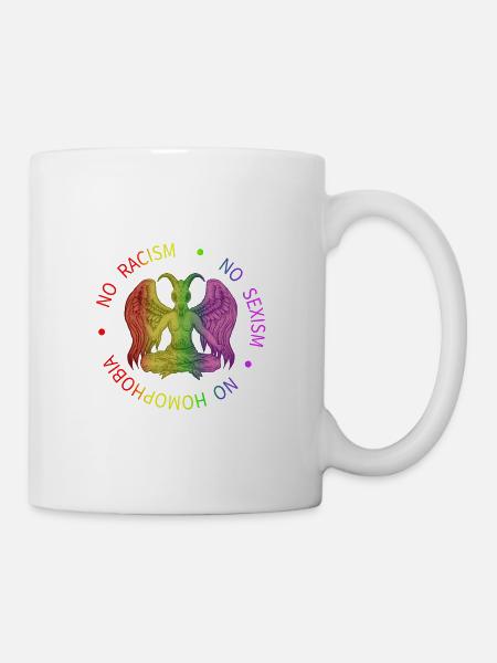Baphomet Pentagram Symbol Satanas - No Racism - Mug - white