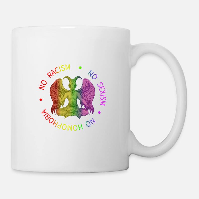 Baphomet Pentagram Symbol Satanas - Pas de racisme - Mug blanc - blanc