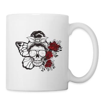 Totenkopf Schmetterling Mutter Halloween Geschenk - Tasse - Weiß - Rechts