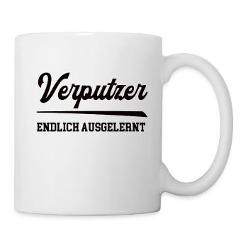 Verputzer Ausbildung Lehre Abschluss Stuckateur - Tasse - Weiß - Rechts