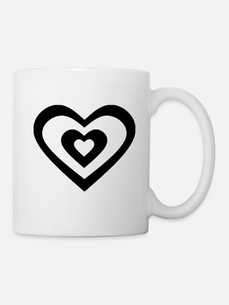 cœur pixel cœur noir cadeau - Mug blanc - blanc