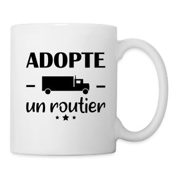 Adopte un routier, idée cadeau camionneur, camion - Mug blanc - blanc - Droite