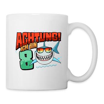 Achtung ich bin 8 - 8 Geburtstag 8 Jahre Geschenk - Tasse - Weiß - Rechts