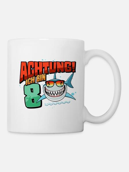Achtung ich bin 8 - 8 Geburtstag 8 Jahre Geschenk - Tasse - Weiß