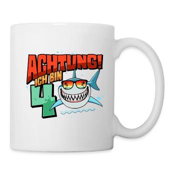 Achtung ich bin 4 - 4 Geburtstag 4 Jahre Geschenk - Tasse - Weiß - Rechts