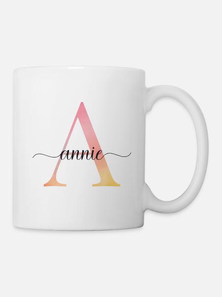 A | Monogramm | Name | Annie |Watercolor - Tasse - Weiß