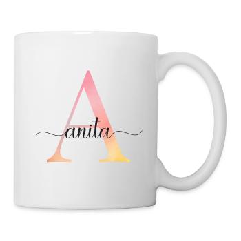 A | Monogramm | Name | Anita |Watercolor - Tasse - Weiß - Rechts