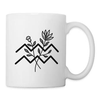 Sternzeichen Wassermann, minimalistisch & floral - Tasse - Weiß - Rechts