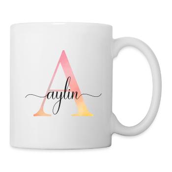 Un | Monogramme | Nom | Aylin |Aquarelle - Mug blanc - blanc - Droite
