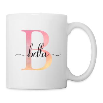 B | Monogramm | Name | Bella |Watercolor - Tasse - Weiß - Rechts
