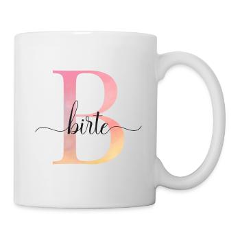 B | Monogramm | Name | Birte |Watercolor - Tasse - Weiß - Rechts