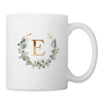 E monogram eucalyptus wreath - Mug - white - Right