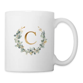 C Monogramme Couronne d’eucalyptus - Mug blanc - blanc - Droite
