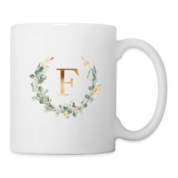 FMonogramm Eukalyptus Kranz - Tasse - Weiß - Rechts