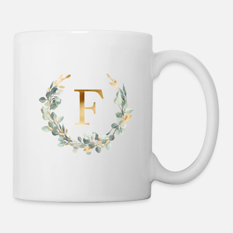 FMonogramme Couronne d’eucalyptus - Mug blanc - blanc