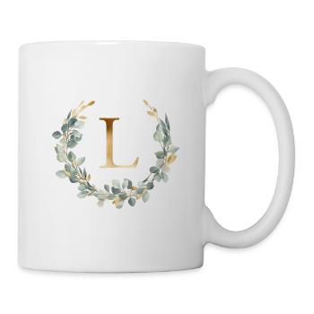 L Monogramme Couronne d’eucalyptus - Mug blanc - blanc - Droite