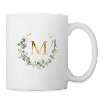 M Monogramme Couronne d’eucalyptus - Mug blanc - blanc - Droite